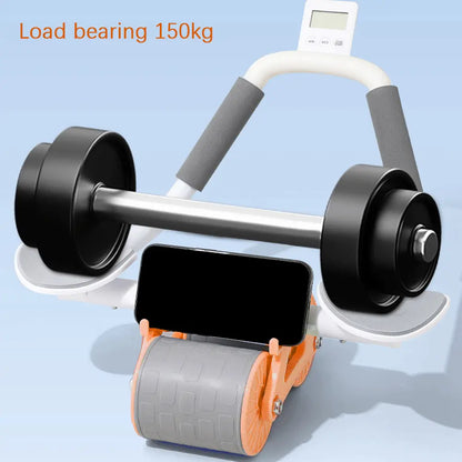 Ab Roller Wheel with Rebound Design, Core Trainer with Elbow Support & Timer, Home Gym Fitness Equipment for Strength Training