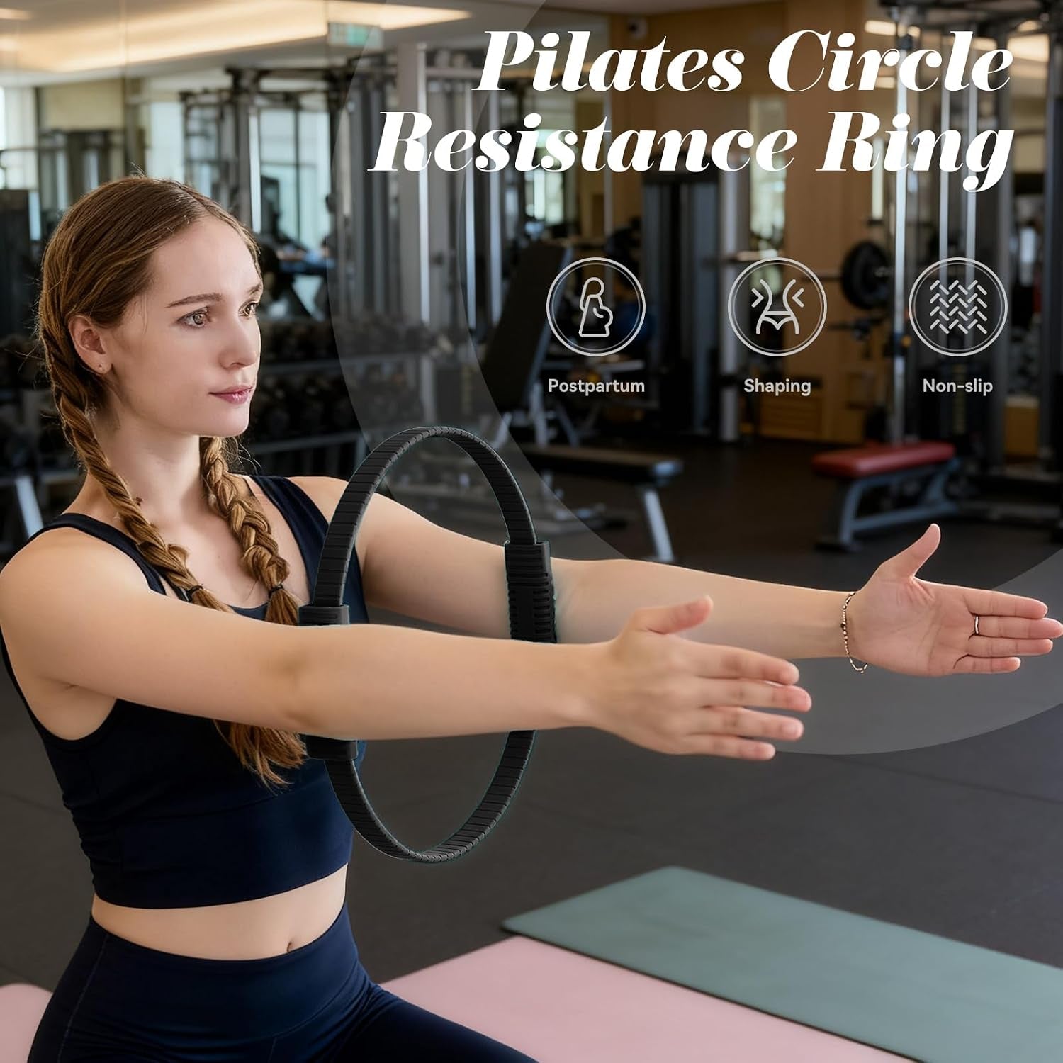 Pilates Ring, Silicone Magic Pilates Rings, Lightweight & Durable Flexible Fitness Circle Exercise Equipment for Toning Arms, Thighs,Legs, Core,Yoga & Physical Therapy
