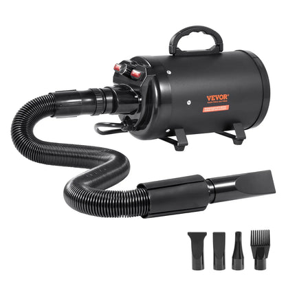 【Fathersdaygift】Vevor Dog Dryer2000W/2.7Hp Dog Blow Dryerpet Grooming Dryer with Adjustable Speed and Temperature Controlpet Hair Dryer with 4 Nozzles and Extendable Hoseblack