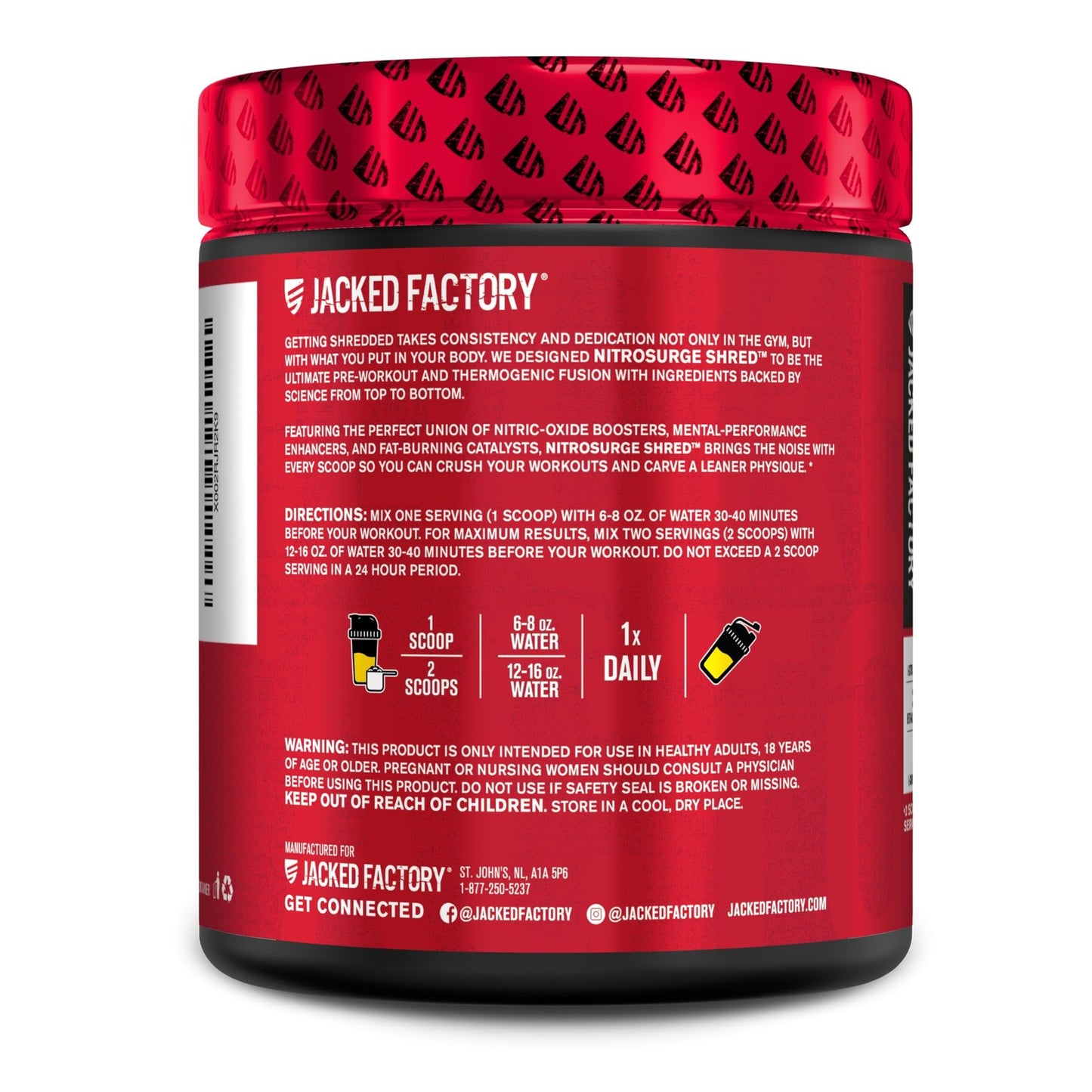 Jacked Factory NITROSURGE Shred Pre Workout Supplement - Energy Booster, Instant
