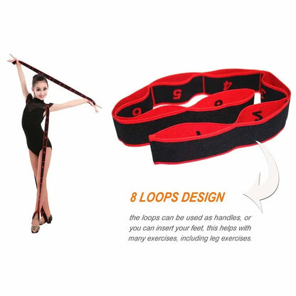 Yoga Pull Strap Belt Girl Elastic Latin Dance Stretching Band Loop Yoga Pilates GYM Fitness Exercise Resistance Band with Number NONE