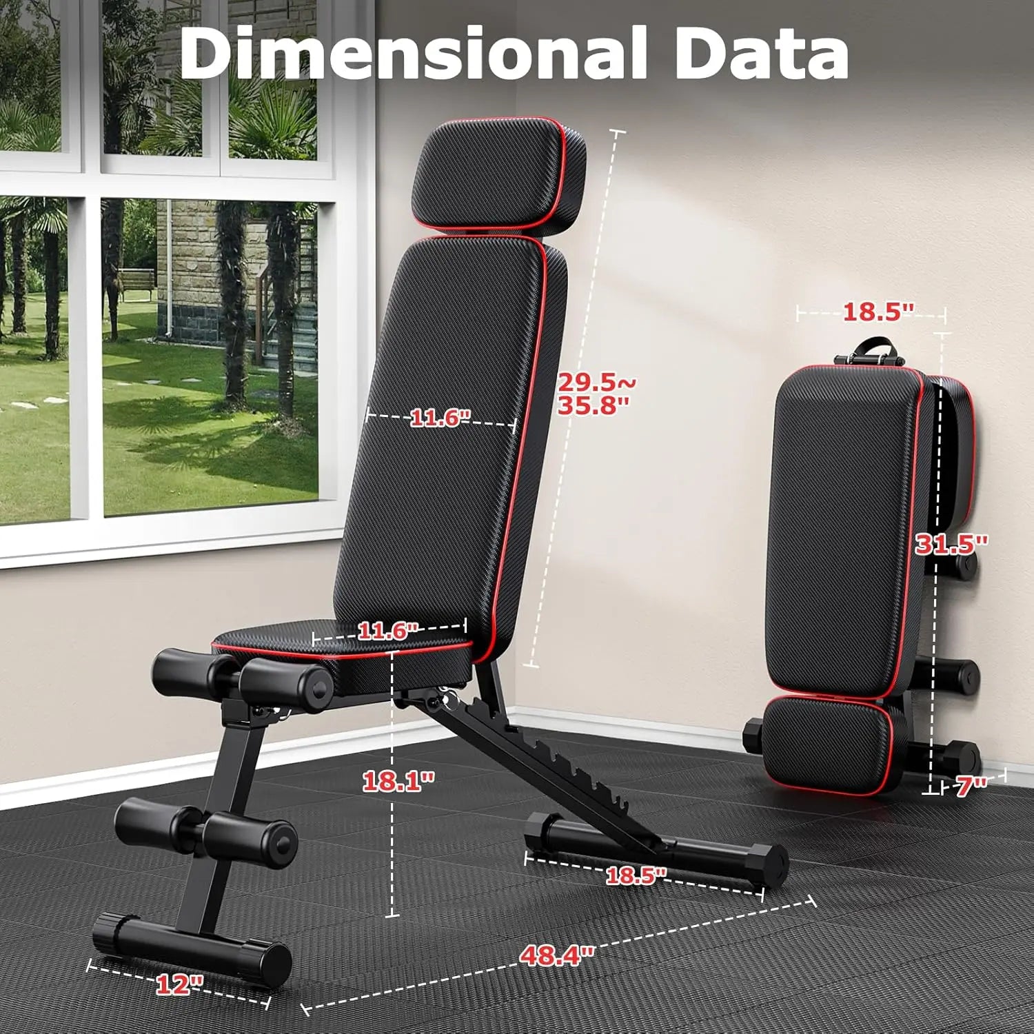 Foldable Weight Bench, 800Lbs Weight Capacity, Banco Para Hacer Ejercicio Adjustable Workout Bench Incline Decline Bench Press for Home Gym Full Body Workout