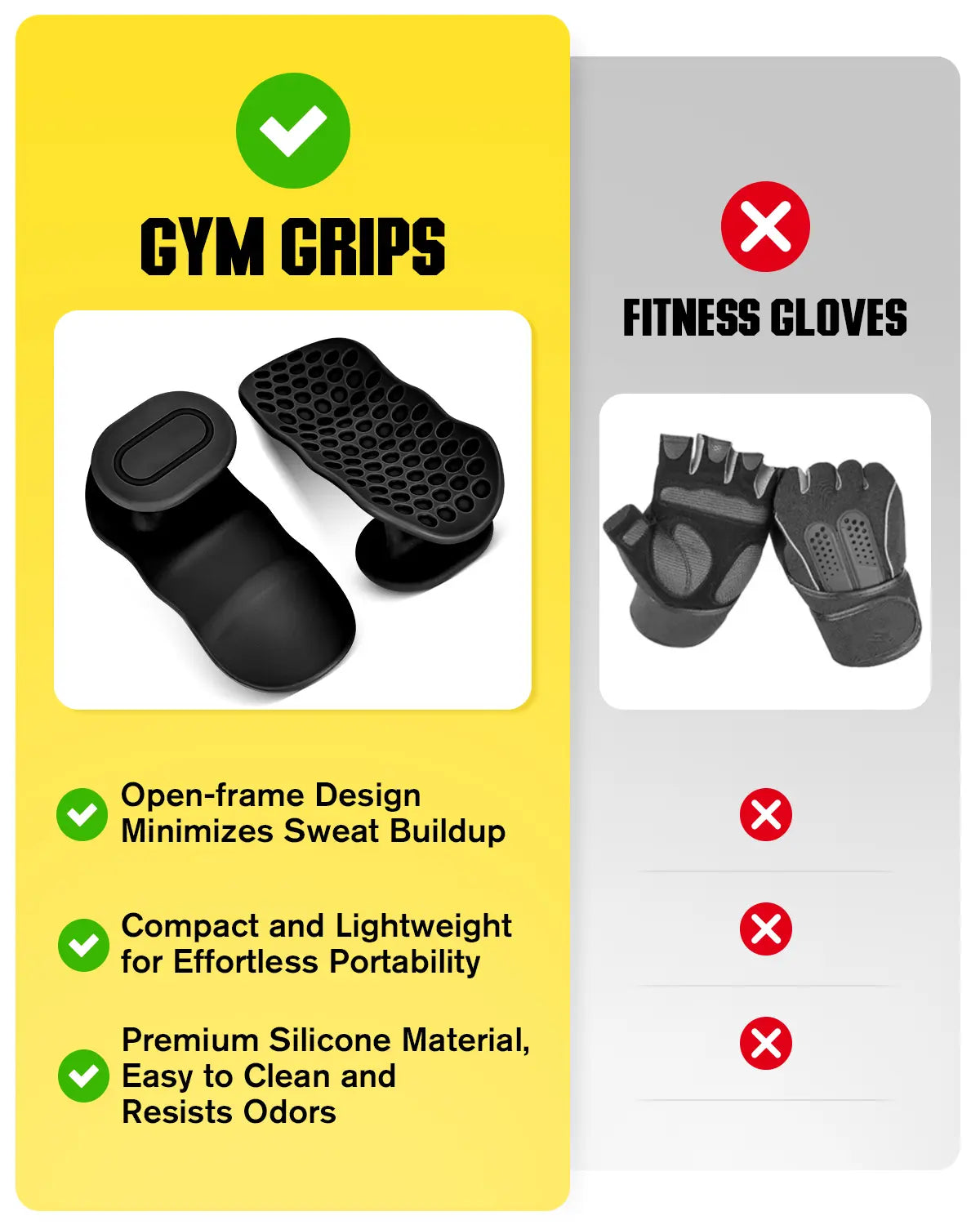 Weight Lifting Grips for Women & Men, Anti-Slip Rubber Gym Gloves for Palm Protection, Suitable for Dumbbell、Pull-Up、Deadlift