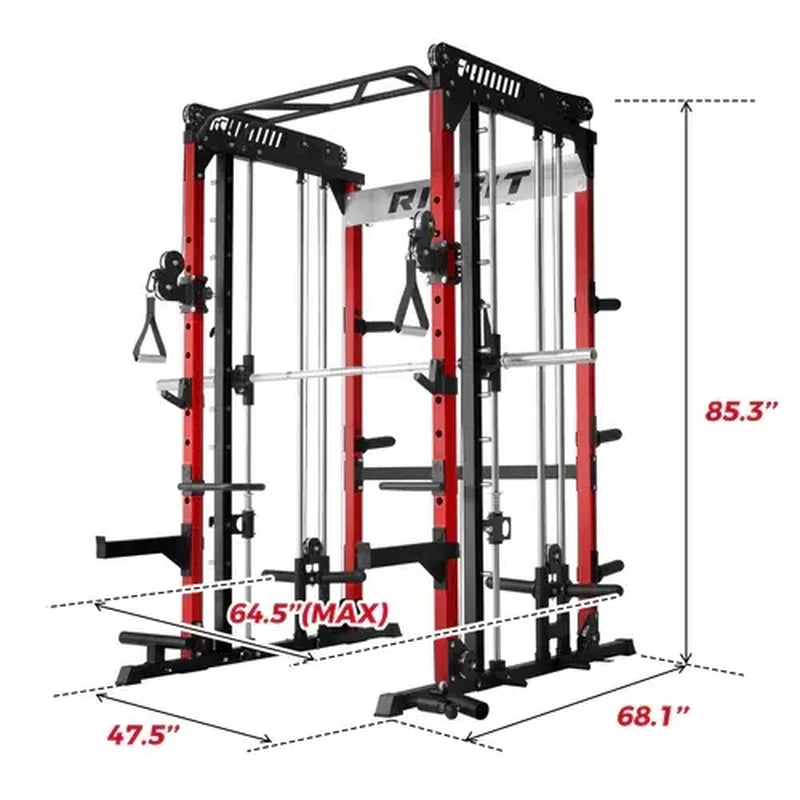 RITFIT Pink M1 Pro/2.0 Multifunctional Smith Machine - at Home Gym Equipment with Cable Crossover System, Squat Rack, Adjustable Strength Training Gear, Home Exercise Station, Home Exercise Equipment