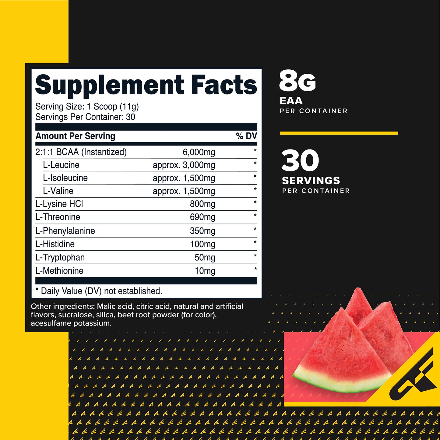 EAA Powder 30 Servings (Watermelon) - Essential Amino Acids - Non-Gmo and Gluten Free