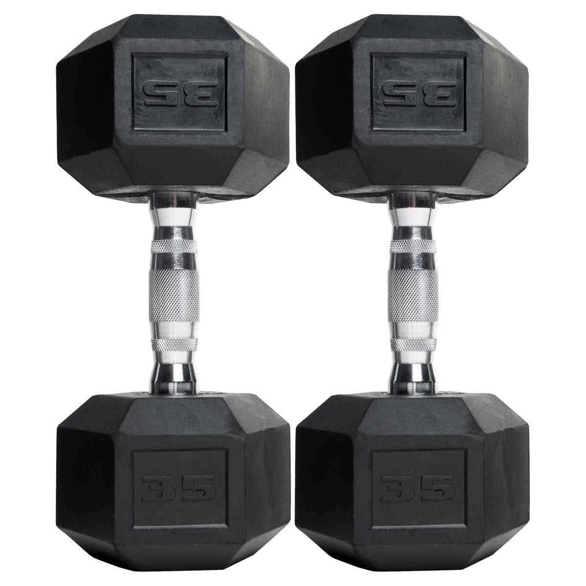 Barbell, 12Lb Coated Rubber Hex Dumbbell, Pair (No-Roll Design, Ergonomic Steel Handle, Durable Coated Weight)