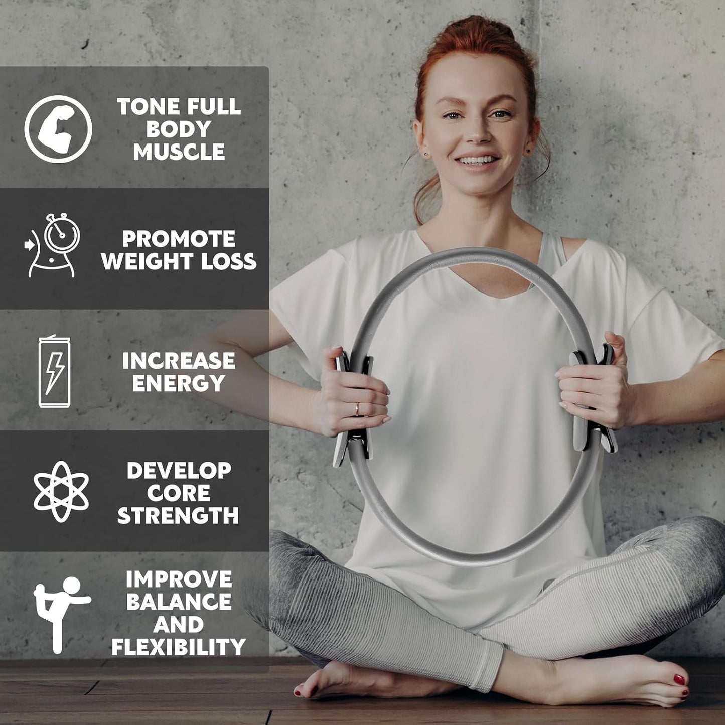 Pilates Ring 11. 81 Inch Pilates Circle Yoga Ring Magic Lightweight Flexible Workout Equipment for Fitness Physical Therapy Resistance Exercise Arms Legs
