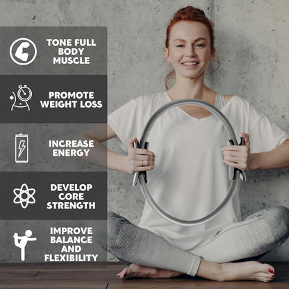 Pilates Ring 11. 81 Inch Pilates Circle Yoga Ring Magic Lightweight Flexible Workout Equipment for Fitness Physical Therapy Resistance Exercise Arms Legs