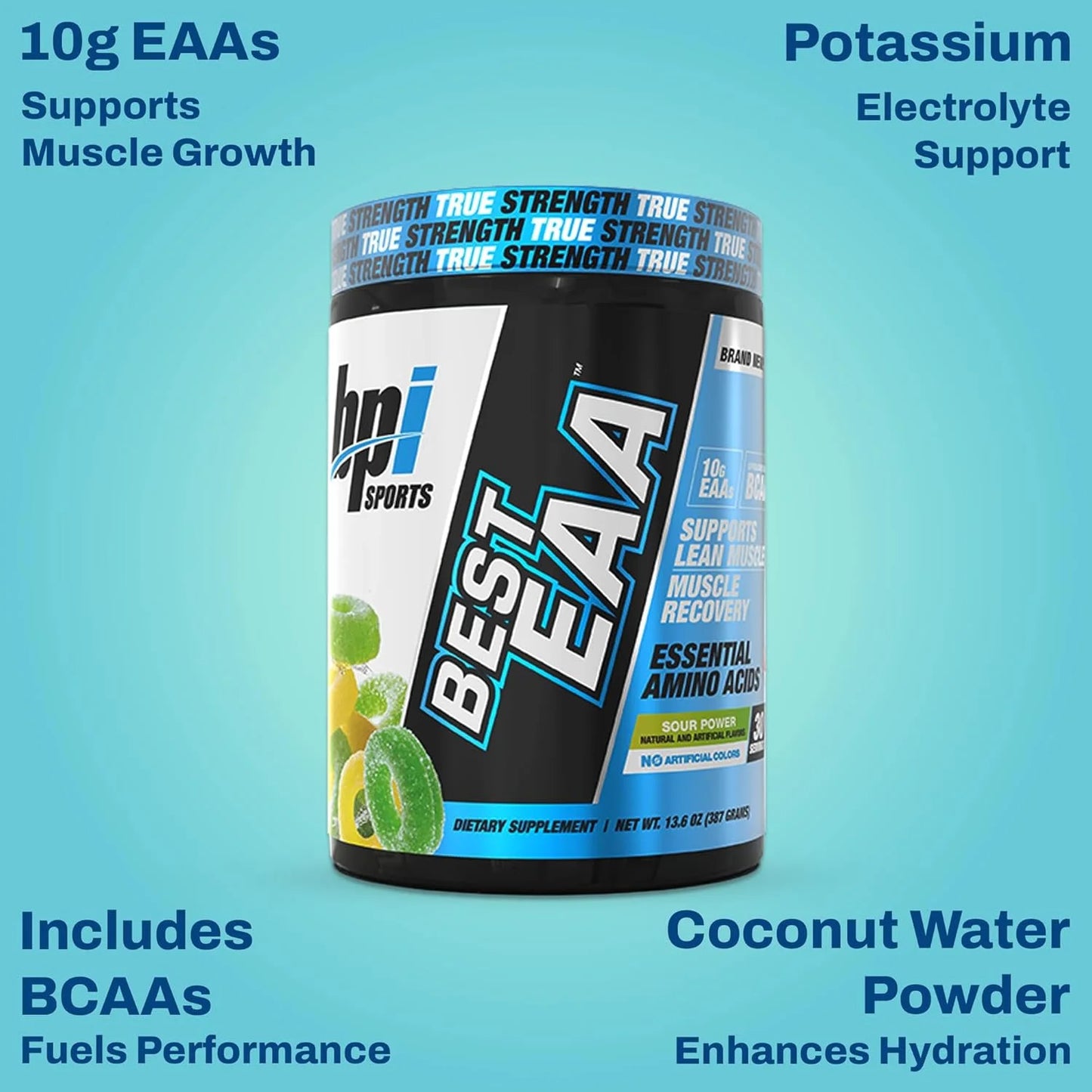 Essential Amino Acids EAA Powder - Pre, Intra & Post Workout Drink, EAA + BCAA + Hydration, Sour Power, 30 Servings