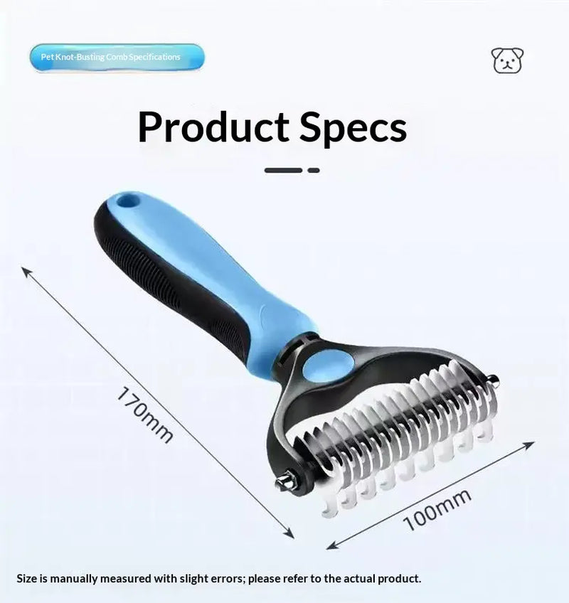 Pain-Free Dematting Undercoat Rake for Long-Haired Dogs & Cats, Dual Shedding Brushes with Double-Sided Design, Deshedding Grooming Tool for Tangles & Fur Removal, Reduces Loose Hair & Mats Easily