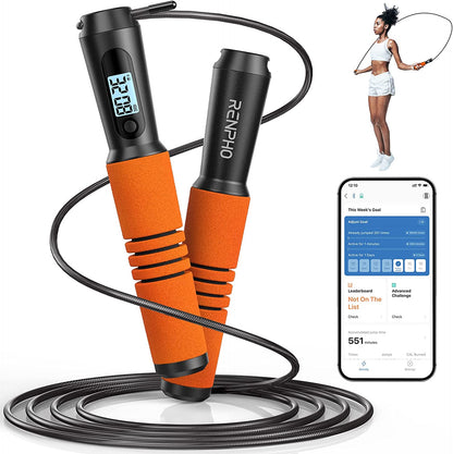 Smart Jump Rope with Counter, App Data Tracking, LCD Display