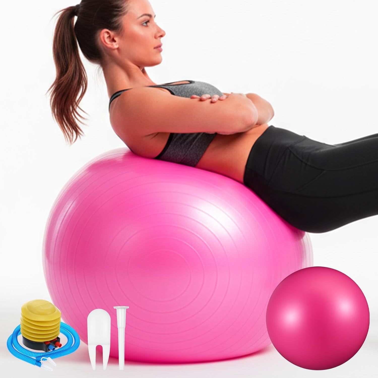 2PCS Yoga Ball, 25Inch Thicked Anti-Burst Exercise Balls for Workout Stretching Stability, Non-Slip Balance Ball Equipment for Women Pilates Physical Therapy Pregnancy Labor Birthing Fitness