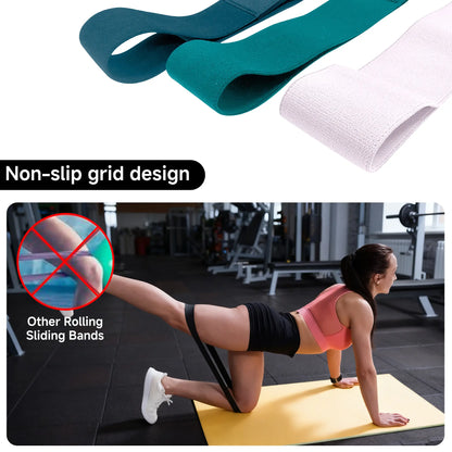 Fitness Resistance Band Set (3 Pieces) Professional Grade Pilates Yoga Home Gym Hips Leg Training Stretch Band Training Heavy Medium Light Fabric Ring for Women Men Loop Elastic Band Home Workout Equipment