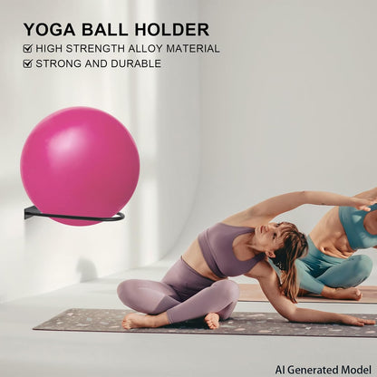 Stability Ball Holder Wall Mount - Heavy Duty Exercise & Yoga Ball Storage Rack for Home, Yoga Studios, and Commercial Gyms - Space-Saving Design for Stability Balls up to 85Cm(Black 1-Pack)
