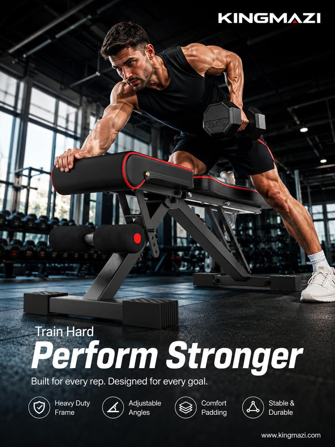 Adjustable Weight Bench, Exercise Workout Bench for Full Body Workout- Multi-Purpose Foldable Bench, Folding Dumbbells Bench with Resistance Band Set