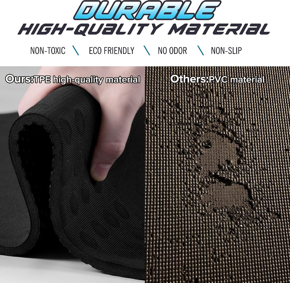 JELS Extra Thick Yoga Mat, 2/5 Inch, Ergonomic 3D Non Slip Design, SGS Certified TPE Material, Yoga Mat for Men Women with Carrying Strap,Exercises Mat for Yoga, Pilates and Floor Workout(72"X26")…
