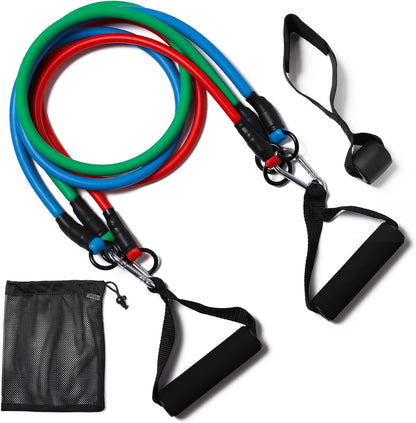 Resistance Bands with Handles, Exercise Bands with Handles, Door Anchor | Physical Therapy & Rehab, Home Workout Pilates Yoga, Non-Slip Handles, Portable Travel, TPE