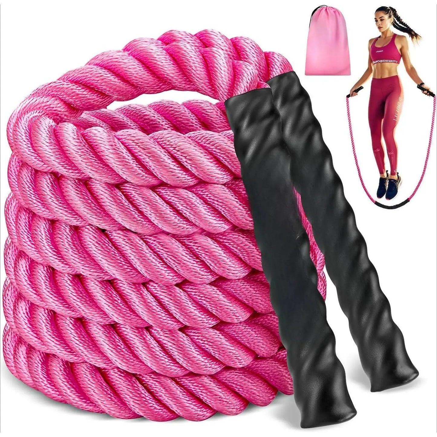 Weighted Jump Rope for Women Heavy Jump Ropes for Fitness Home Gym Exercise Equipment Adult Skipping Rope Boxing Training Workout Equipment Anti-Slip Handles Durable Polymer Fiber Rope