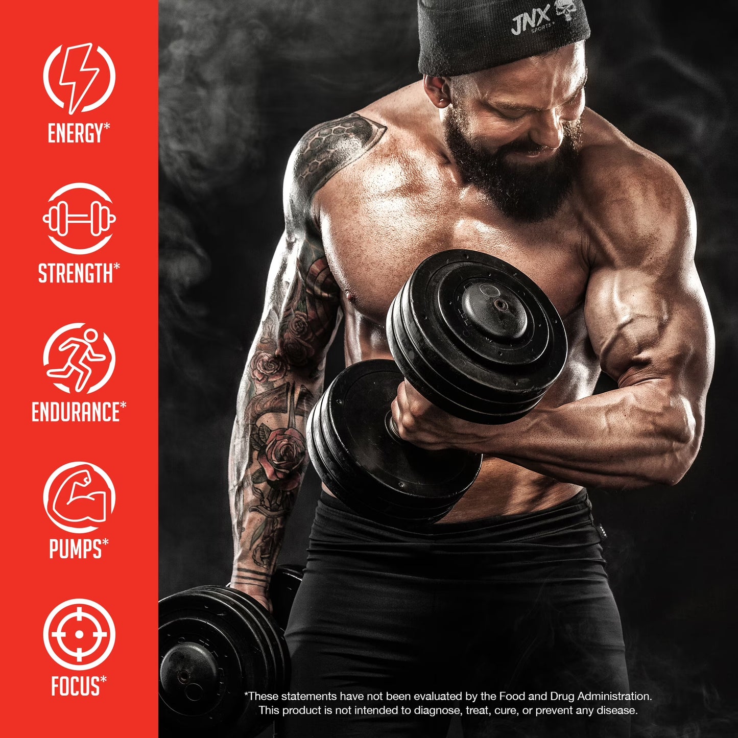 JNX Sports® the Curse Pre Workout Powder Watermelon Pre Workout Mix for Energy and Focus, 50 Serves