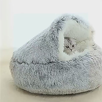 Winter plush cat bed